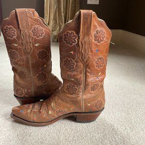 Alcala's Cowgirl boots - Brown Floral Embroidery - 8.5